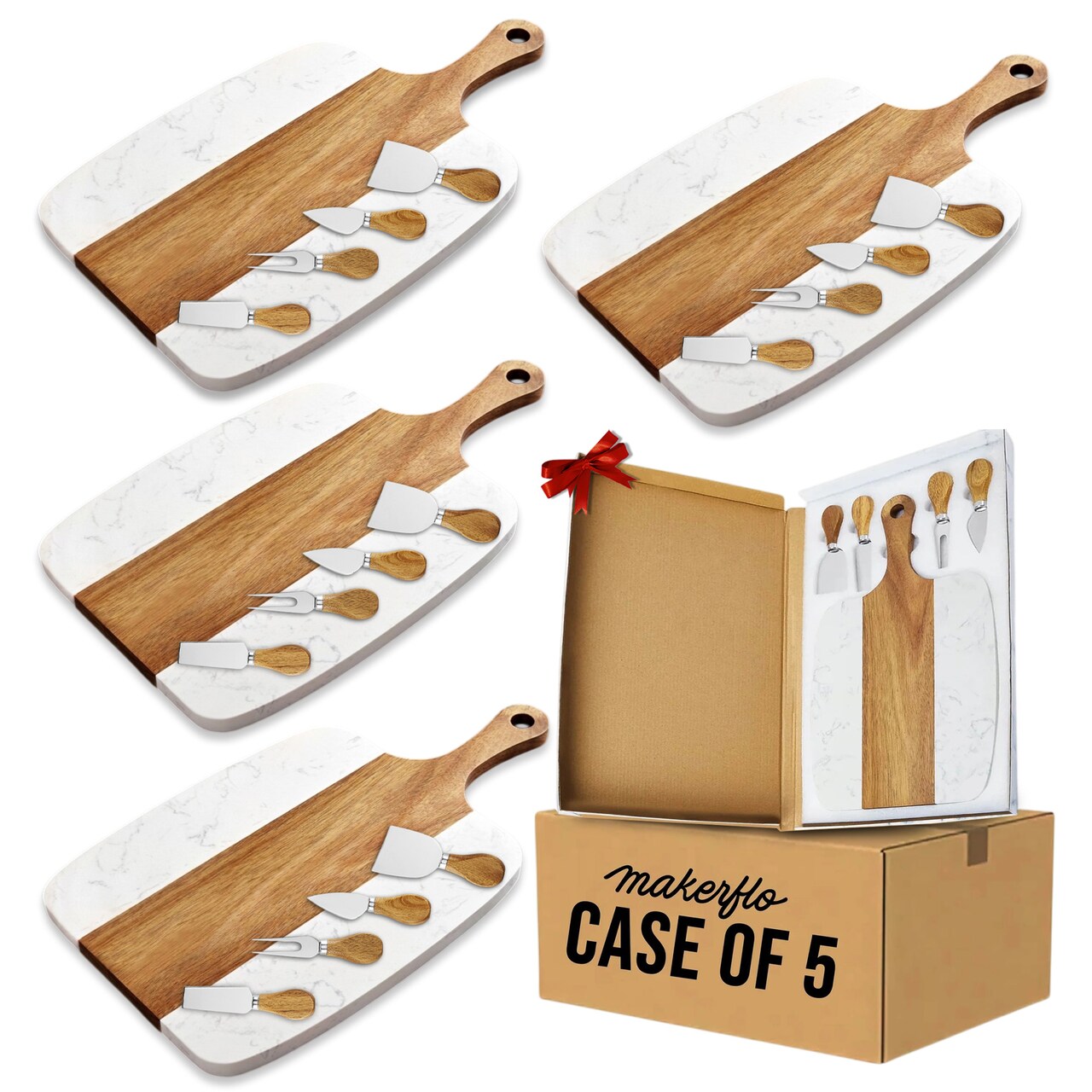 Makerflo Wood Marble Serving Board for Kitchen | Cutting Board Ideal for Personalization (Laser Engraving, Epoxy, UV DTF, Vinyl) | Individually Wrapped